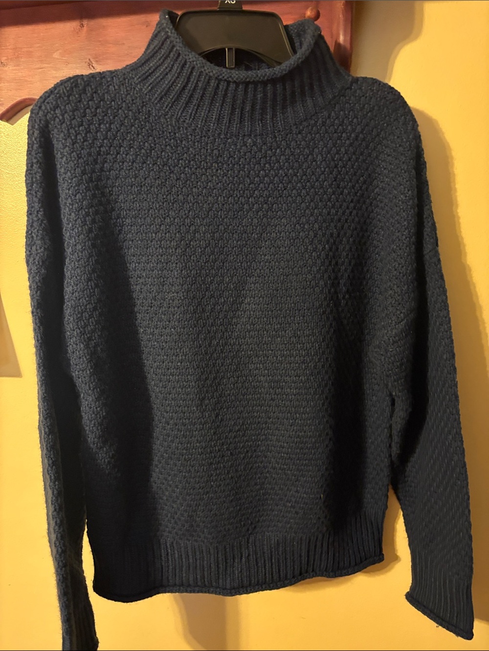 Classic Navy Mock Turtleneck Sweater medium